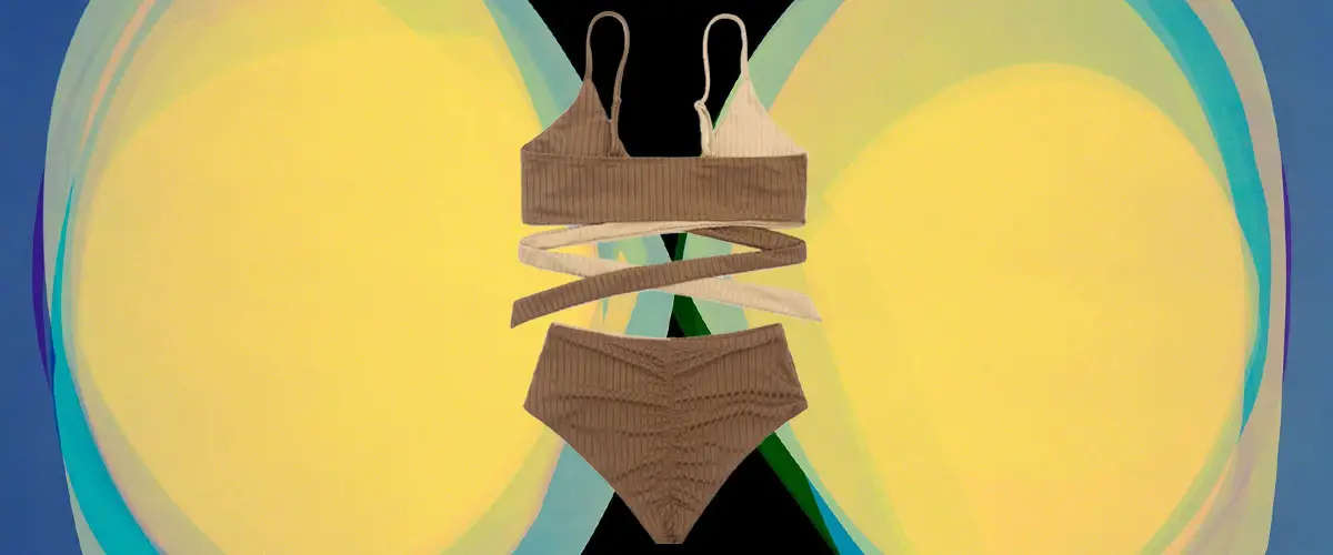 midsize bikini sets lying on a canvas